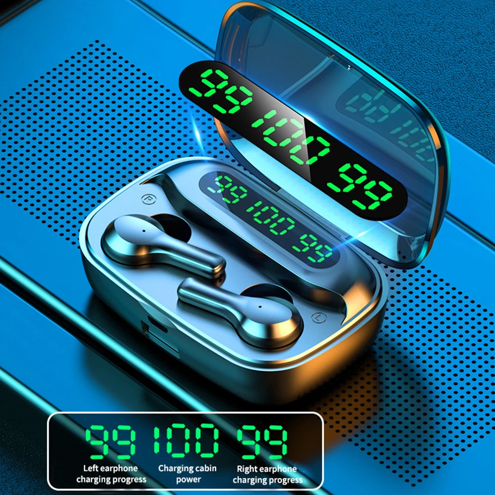 

Спортивные Беспроводные наушники для фитнеса стерео TWS Bluetooth-совместимые наушники беспроводные наушники с цифровым дисплеем зарядный чехо...