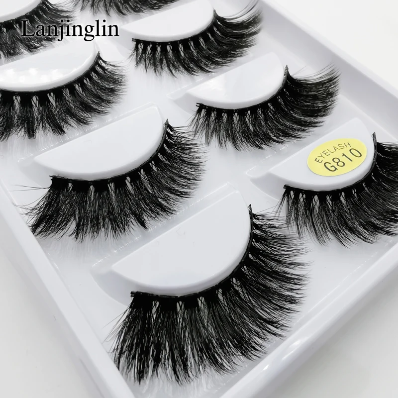 LANJINGLIN 5 pairs 3d mink lashes false eyelashes natural long fake eyelash extension makeup full faux cils cilios G800 G806 | Красота и