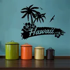Гавайский пейзаж виниловая наклейка на стену пальмы птицы пляж Съемная наклейка украшение для гостиной салона спальни