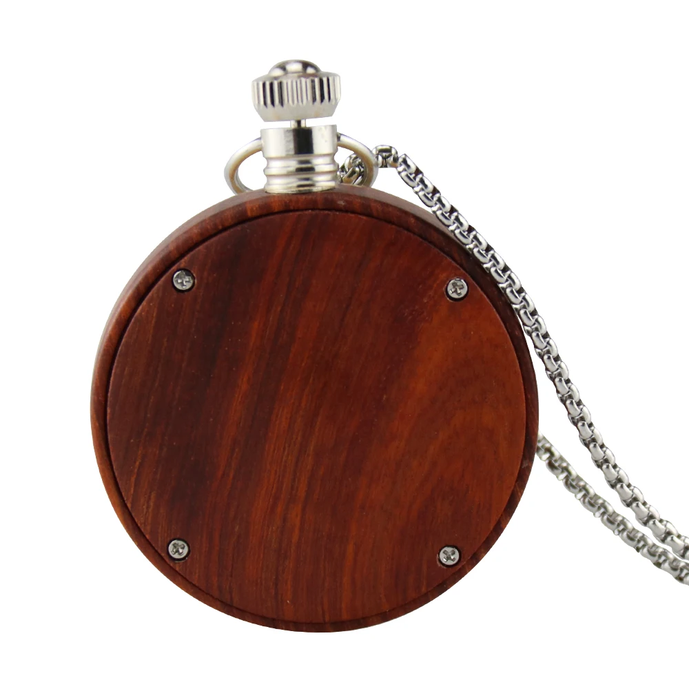 Novel Unique Colorful Bamboo Wood Quartz Pocket Watch Fashion Round Dial Wooden Necklace Chain Clock Best Gifts Women Watches