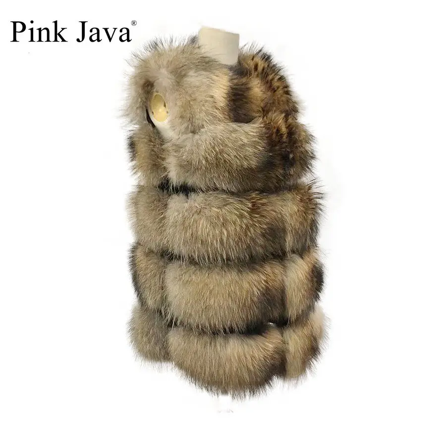 Женский меховой жилет Ppink java QC19119 из натурального меха енота модное пальто