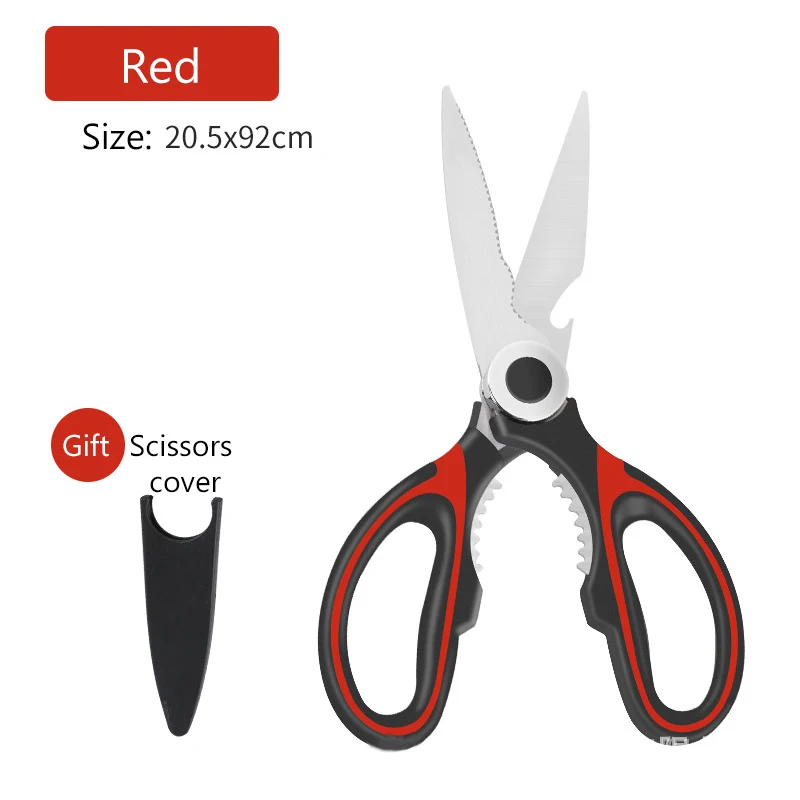 

Multifunctional Kitchen Scissors Cutting Knife Plate Stainless Steel Kitchen Meat Cutting Scissors Chicken Bone Opening Bottle