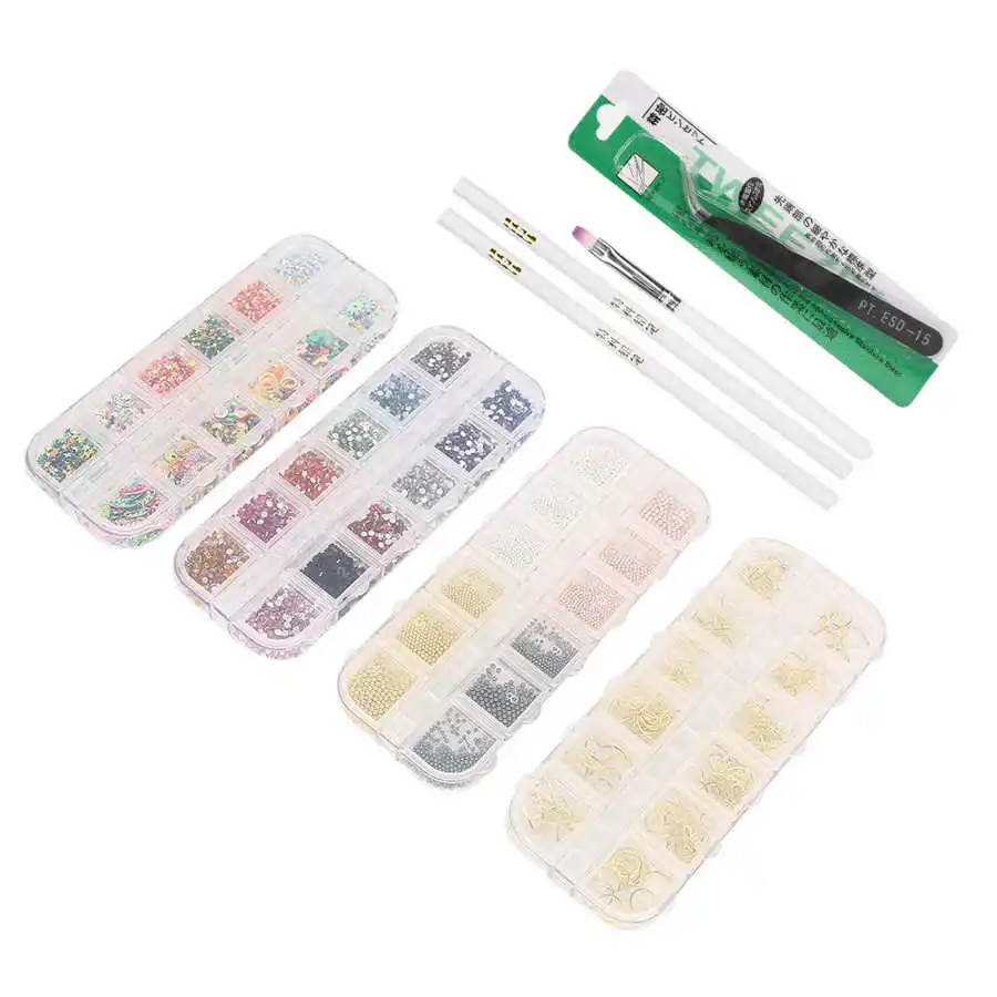 8 шт. маникюрная ручка стразы бусинки для дизайна ногтей пинцет маникюрный набор