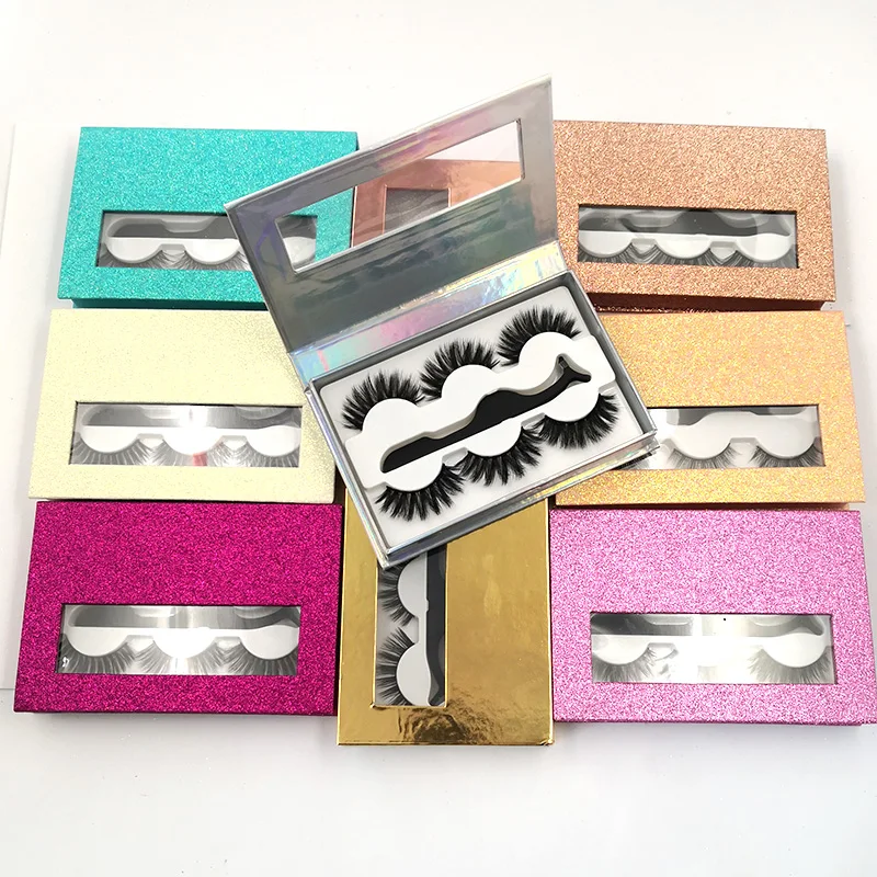 Высококачественные коробки 3 пары 6D норковые Накладные ресницы с пинцетом