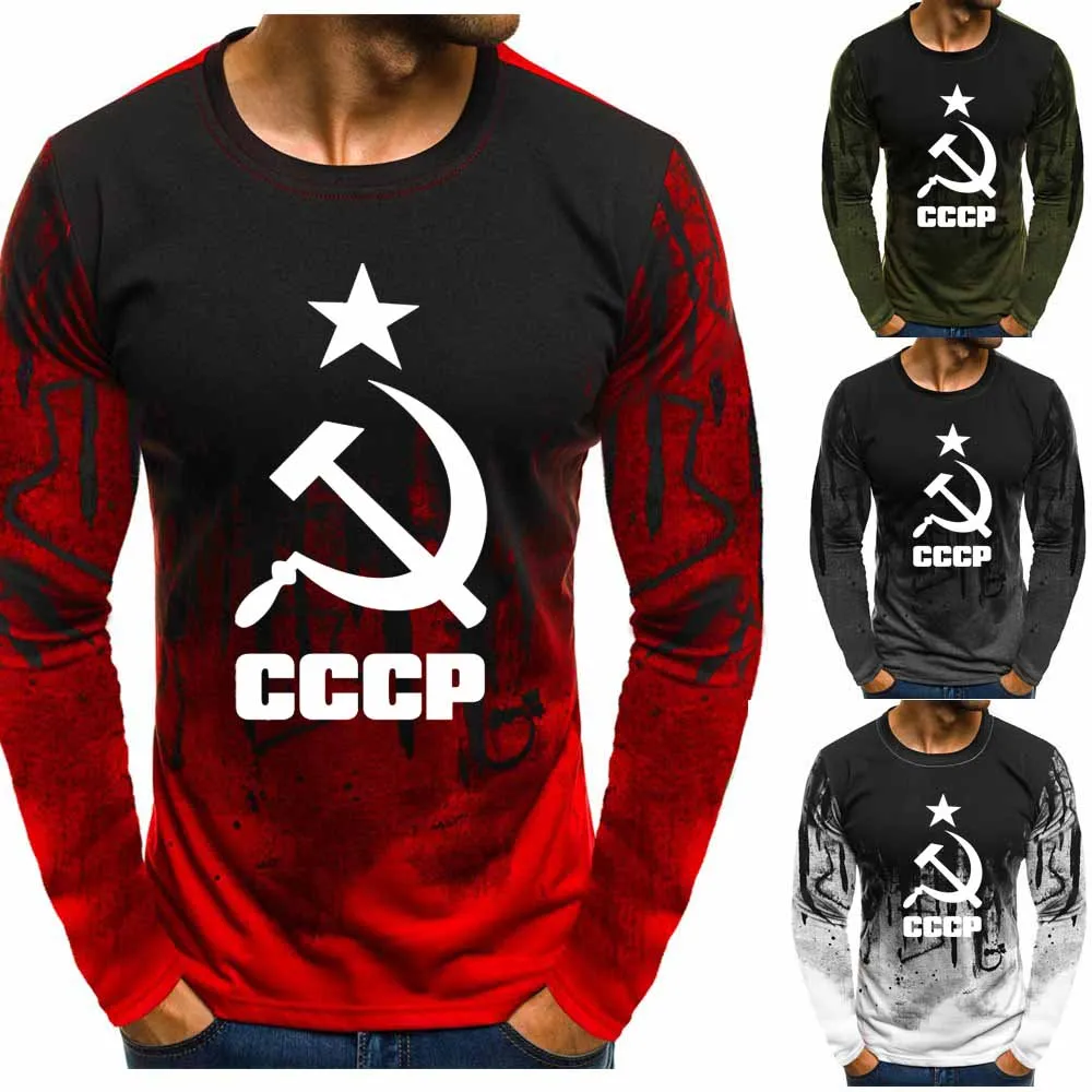 

Мужской пуловер с принтом СССР, уникальные худи с принтом Советского Союза, повседневные модные спортивные костюмы для мужчин