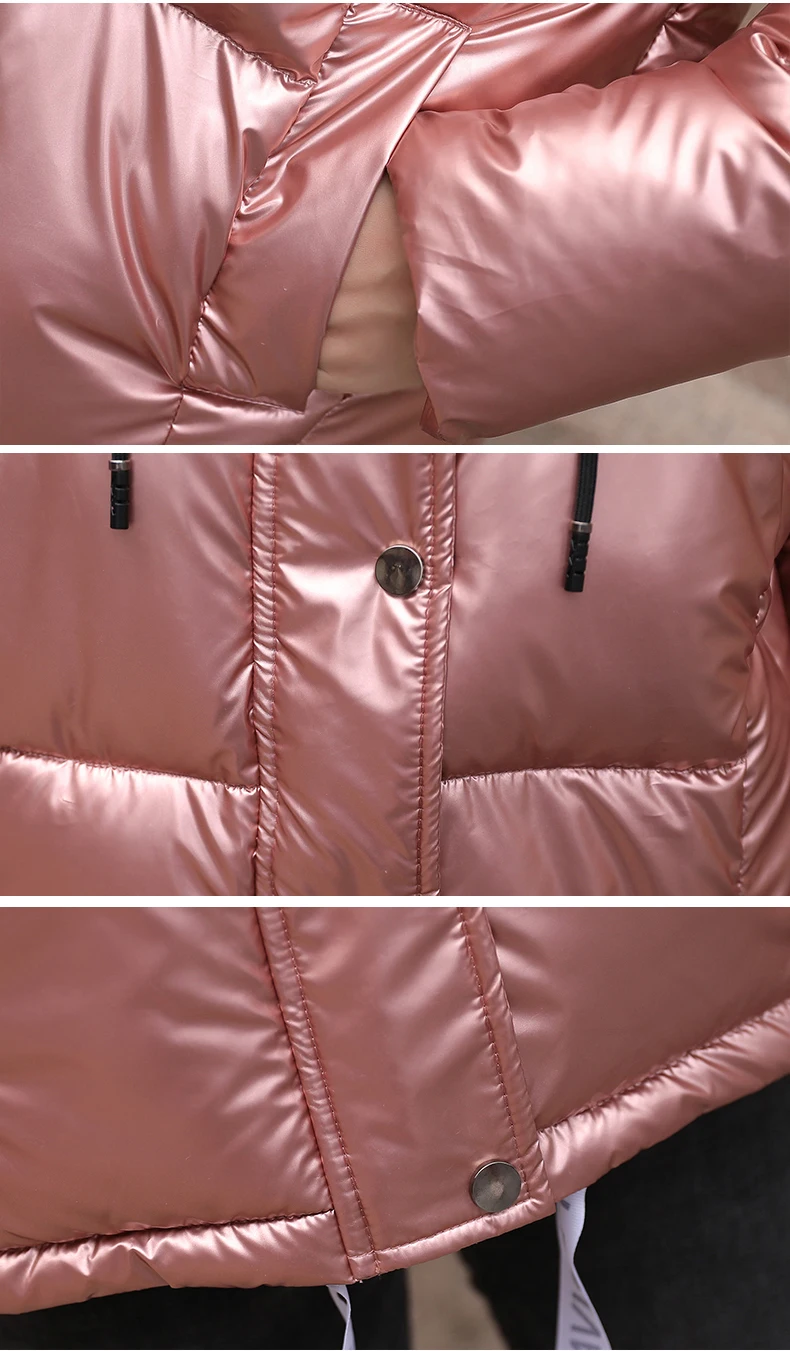 

Feather Down Female Brief Paragraph Nice New Shiny Han Edition More Loose Hooded cotton-padded Clothes Silver Coat Of Bread