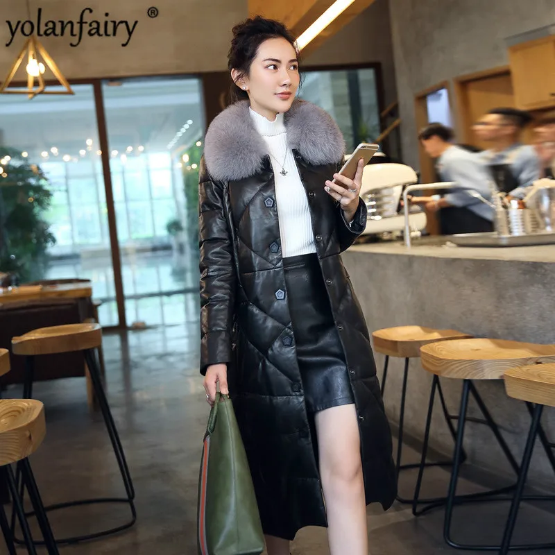 Новинка 2020 зимняя куртка из натуральной кожи женское длинное пальто овчины