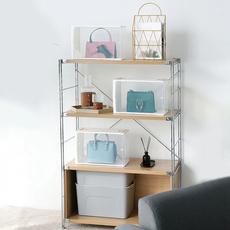 

2 PCS Transparent Handbag Storage Box Plastic Shoe Box Dustproof Bag Storage Cabinet Stackable Boots Sneakers Organizer