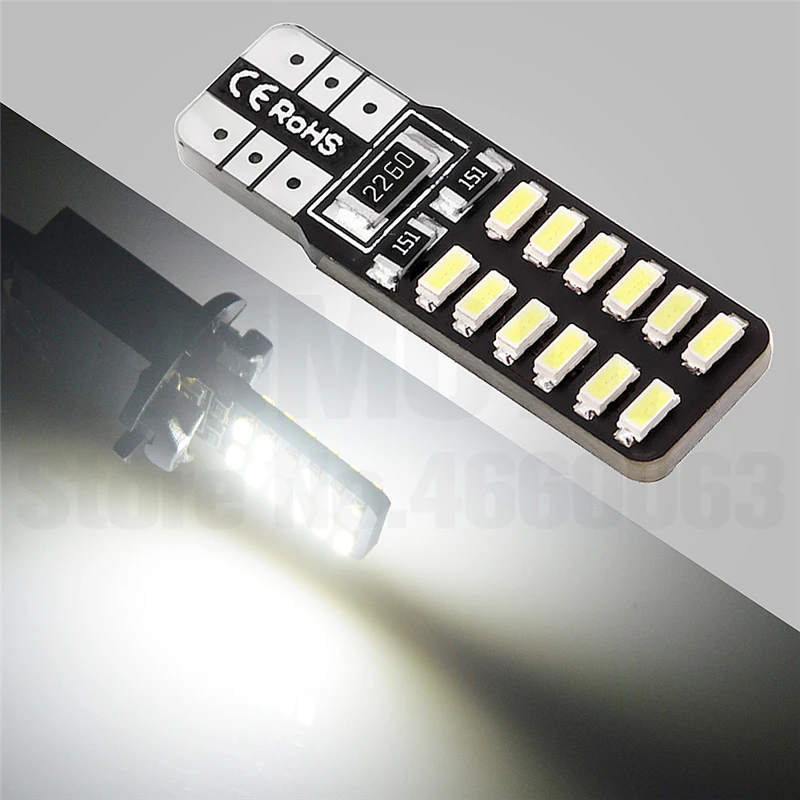 

100x T10 Led W5W 24 Led Bulbs 3014 SMD 168 194 Signal Lamp Dome Reading License Plate Light Car Interior Lights Auto 12V