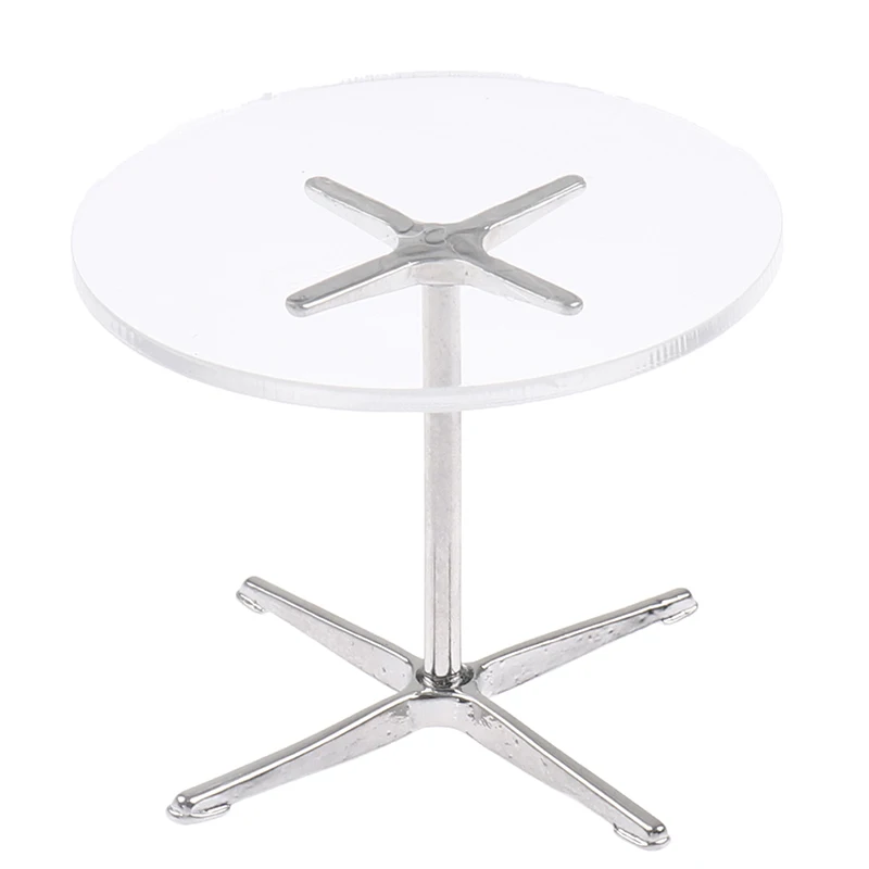 

New 1 Pc 1:12 Scale Dollhouse Miniature Clear Round Table Coffee Table Doll House Furniture Decor