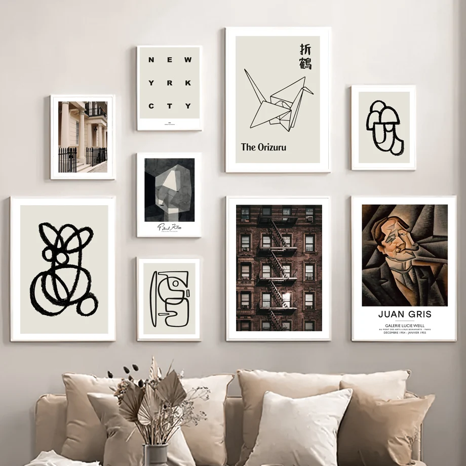 

Wall Art Canvas Paintings Juan Gris Orizuru Line Geometry Modular Nordic Posters Prints Wall Pictures For Living Room Decoration