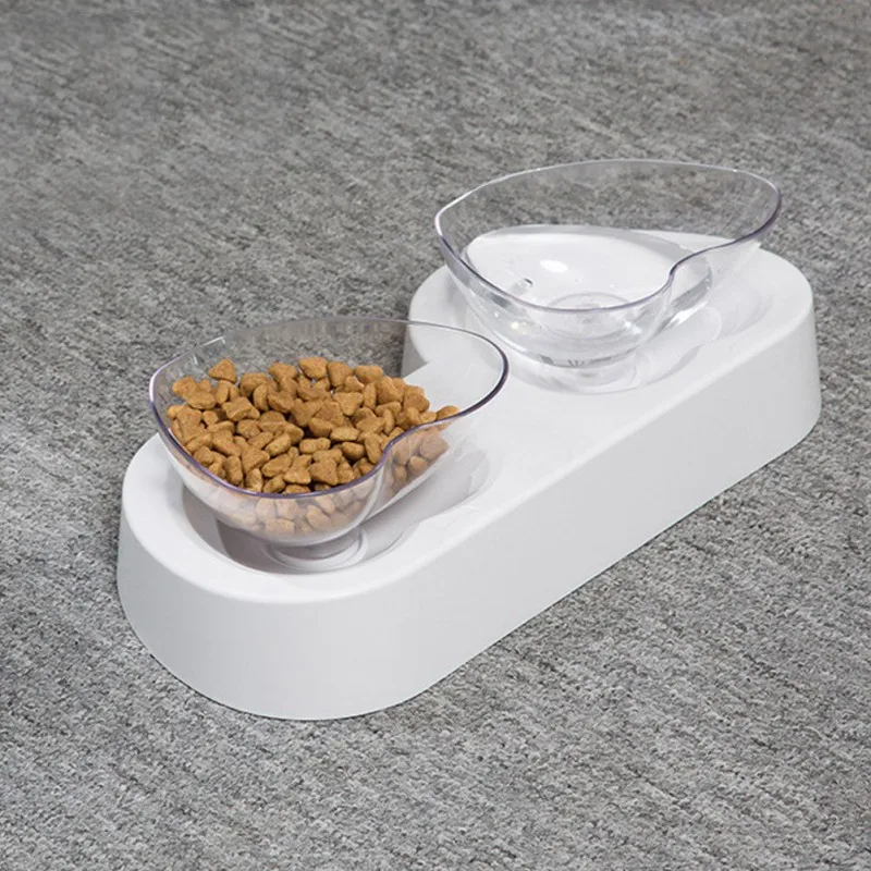 

Durable Non-slip Double Cat Dog Bowl With Raised Stand Love Style Cat Water Food Bowls For Dog Feeder Pet Supplies