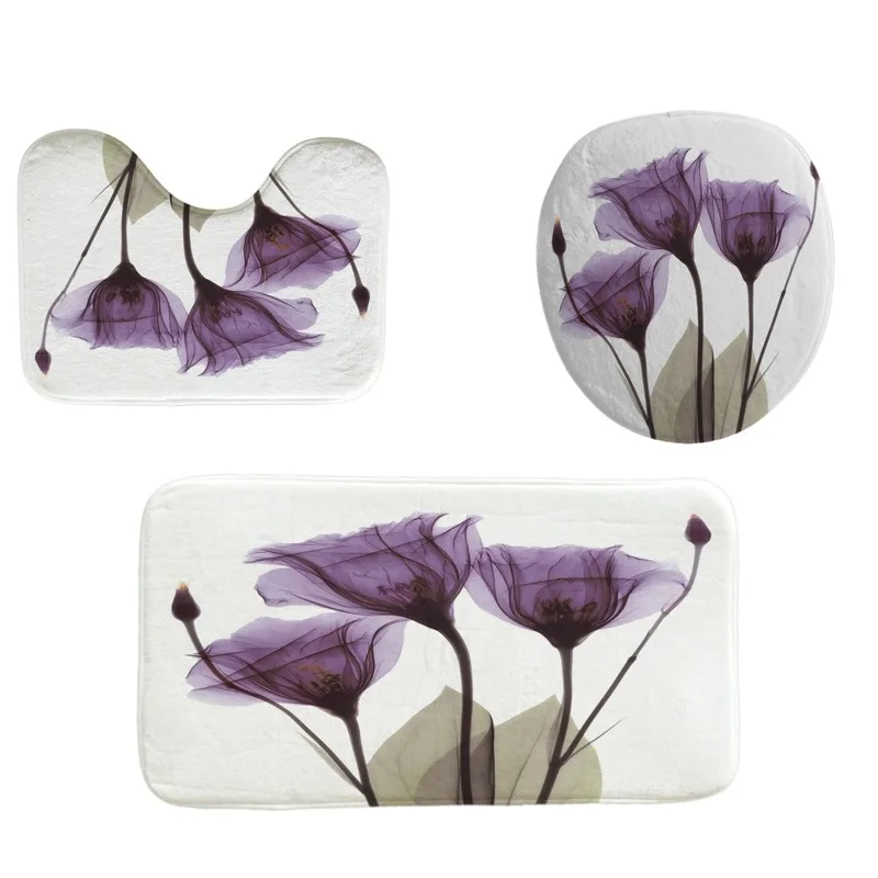 

Daffodil Printed Waterproof Shower Curtains Polyester Flower Bathroom Curtain Toilet Four-piece Modern Partition Bath Decoration