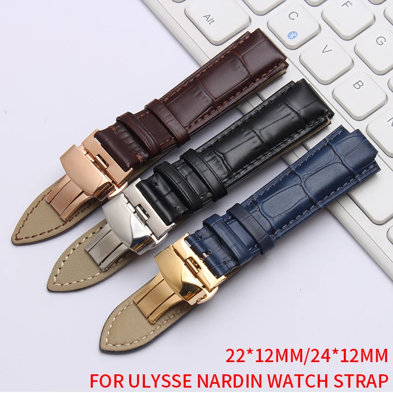 Ремешок shengmeirui для Ulysse Nardin выпуклый ремешок с интерфейсом 25*12 мм 22*12 черный