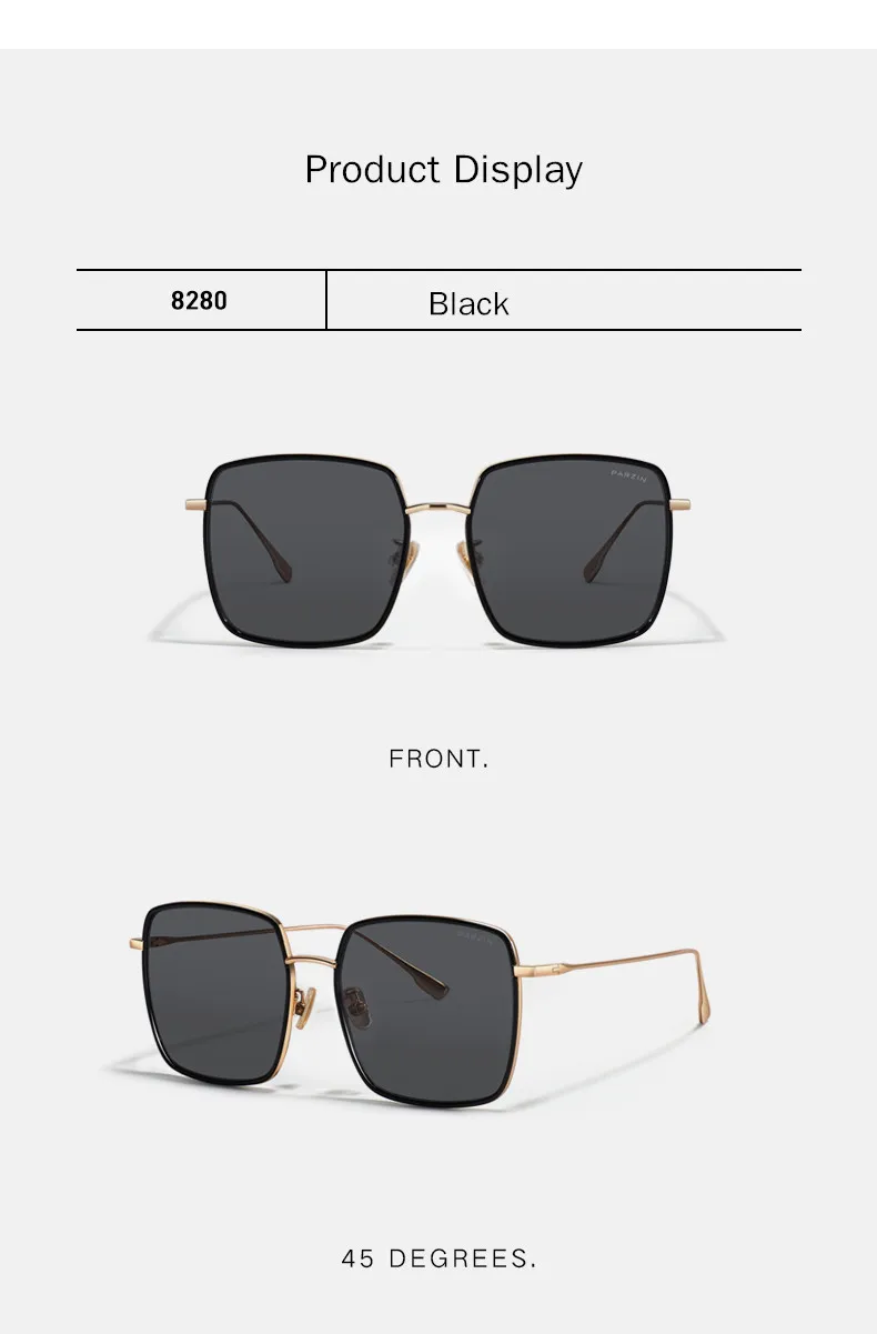PARZIN New Sunglasses Women Big Metal Frame Sun Glasses For Women Fashion Colorful Ladies Shades Eyewear 8280