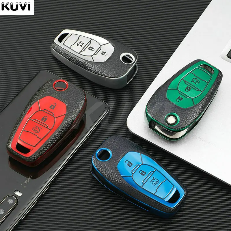 Кожаный ТПУ чехол с полным покрытием для автомобильного ключа дистанционного