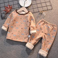 girls boys autumn winter plush thermal underwear sets fashion outfit kids clothes suit for 1 5 y baby children warm clothes