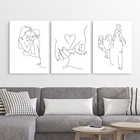 Семейный художественный постер love Hand, рисование линий, абстрактный поцелуй, Минималистичная Настенная картина, рисунок на холсте, искусство