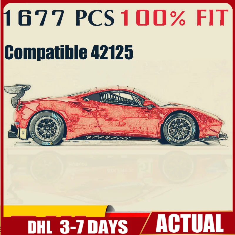 

2021 New Technical Super Race Car 488 GTE Model Fit 42125 Building Blocks Bricks Educational DIY Kid Toys Christmas Gift