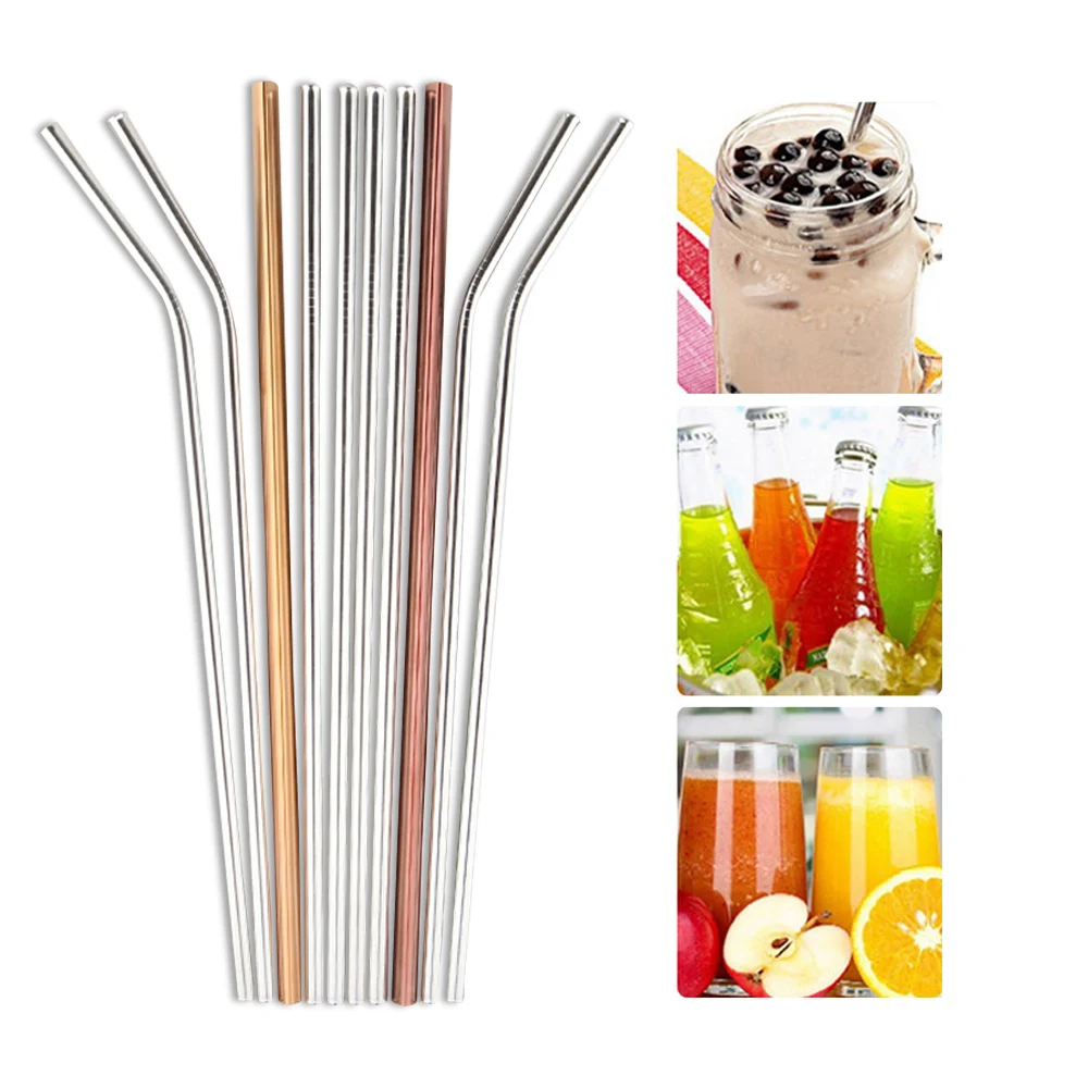 Многоразовые питьевые соломинки с чистящей щеткой 10 шт. портативные