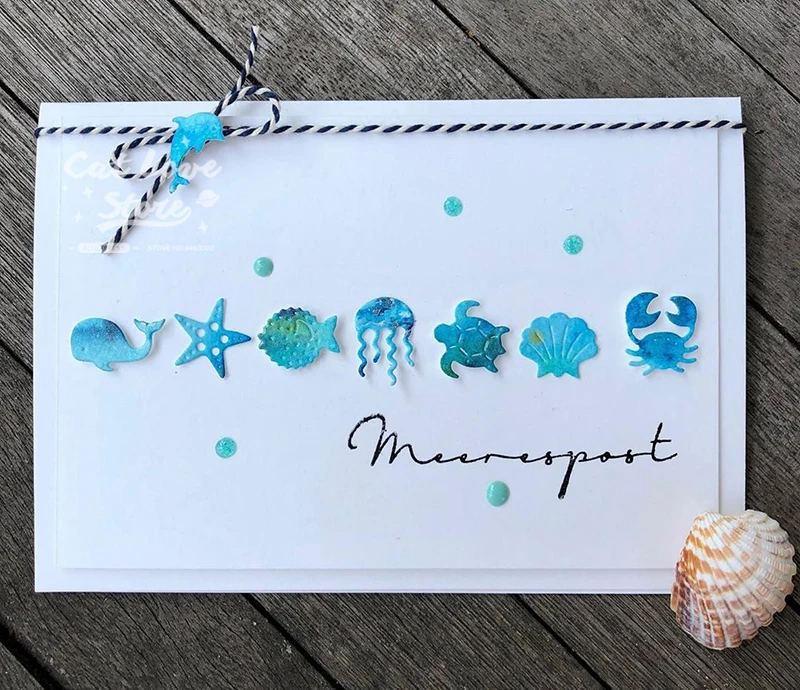 Маленькая серия Ocean металлические режущие штампы трафарет для скрапбукинга DIY