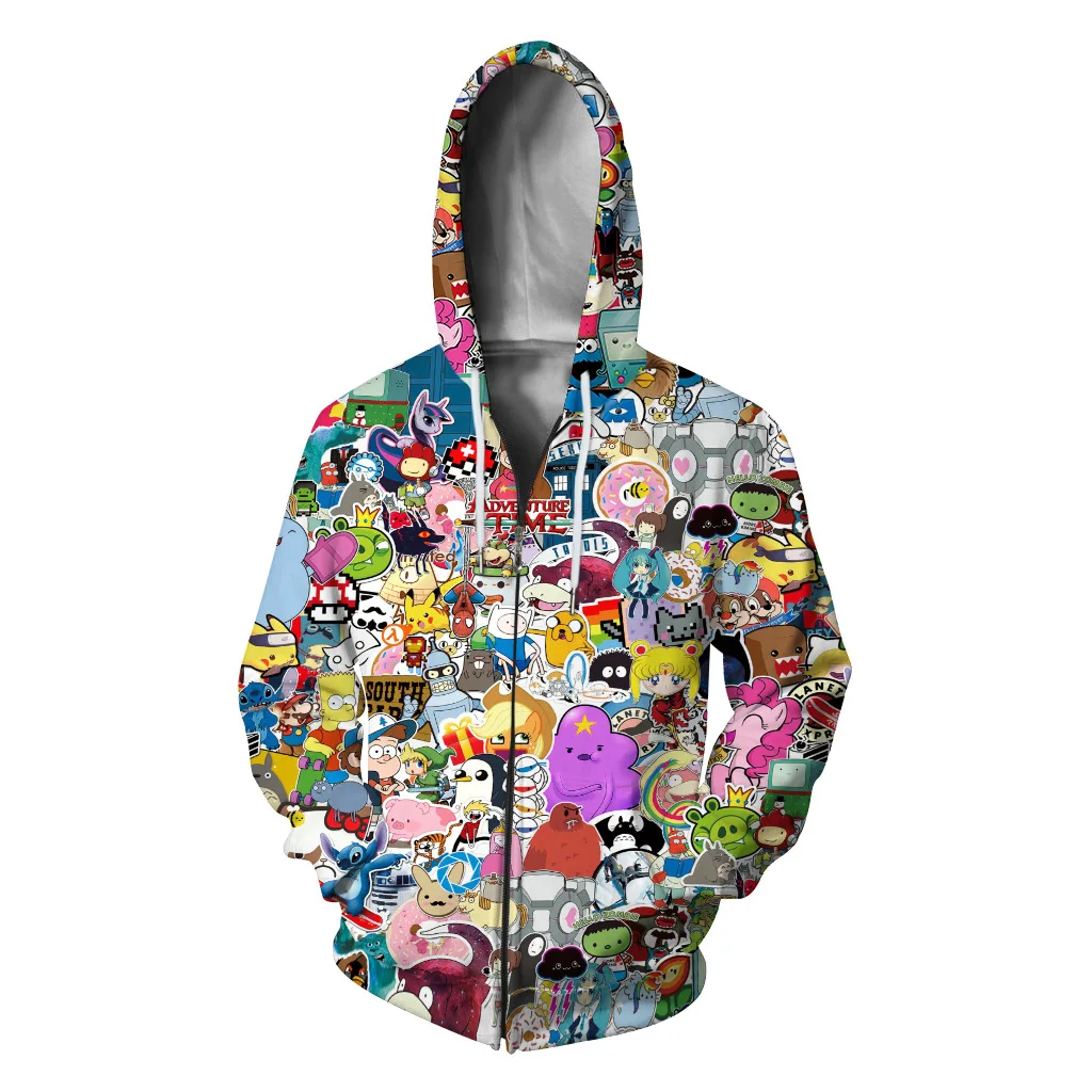 

Fashion 3D-printed zippered hoodies for men and women casual boy hoodies and sweatshirts for men Harajuku streetwear APF3