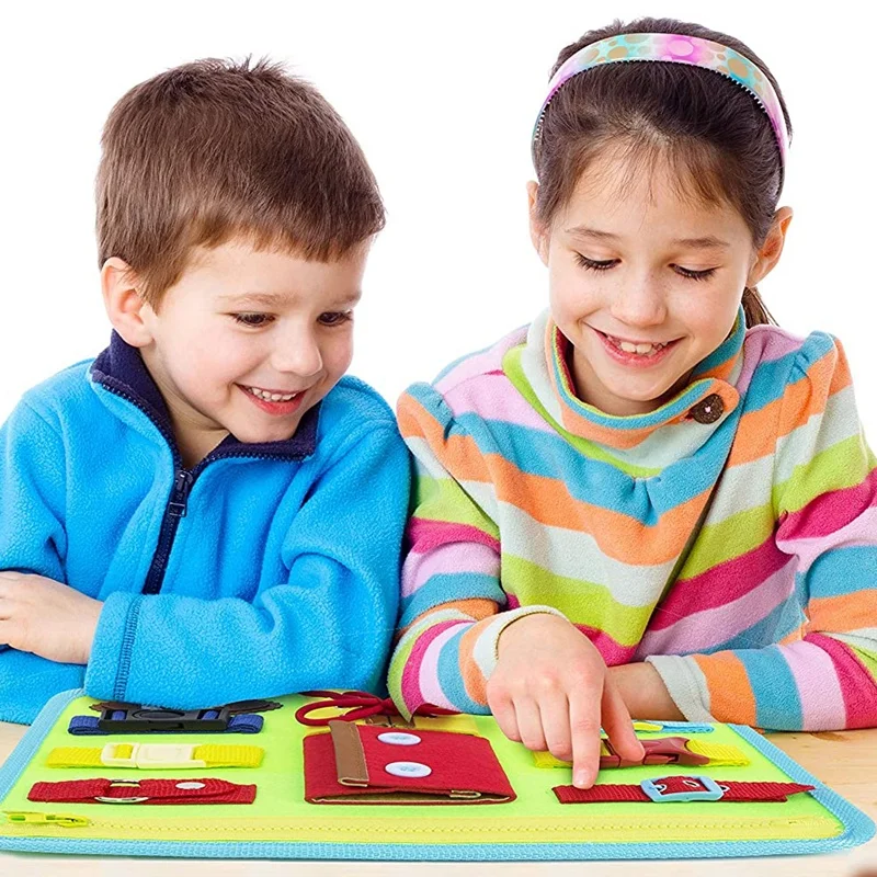 

Toddler Busy Board Toy for Develop Basic Skills Learn to Dress Toy for Kids Parent-Kids Activity Toy Bag