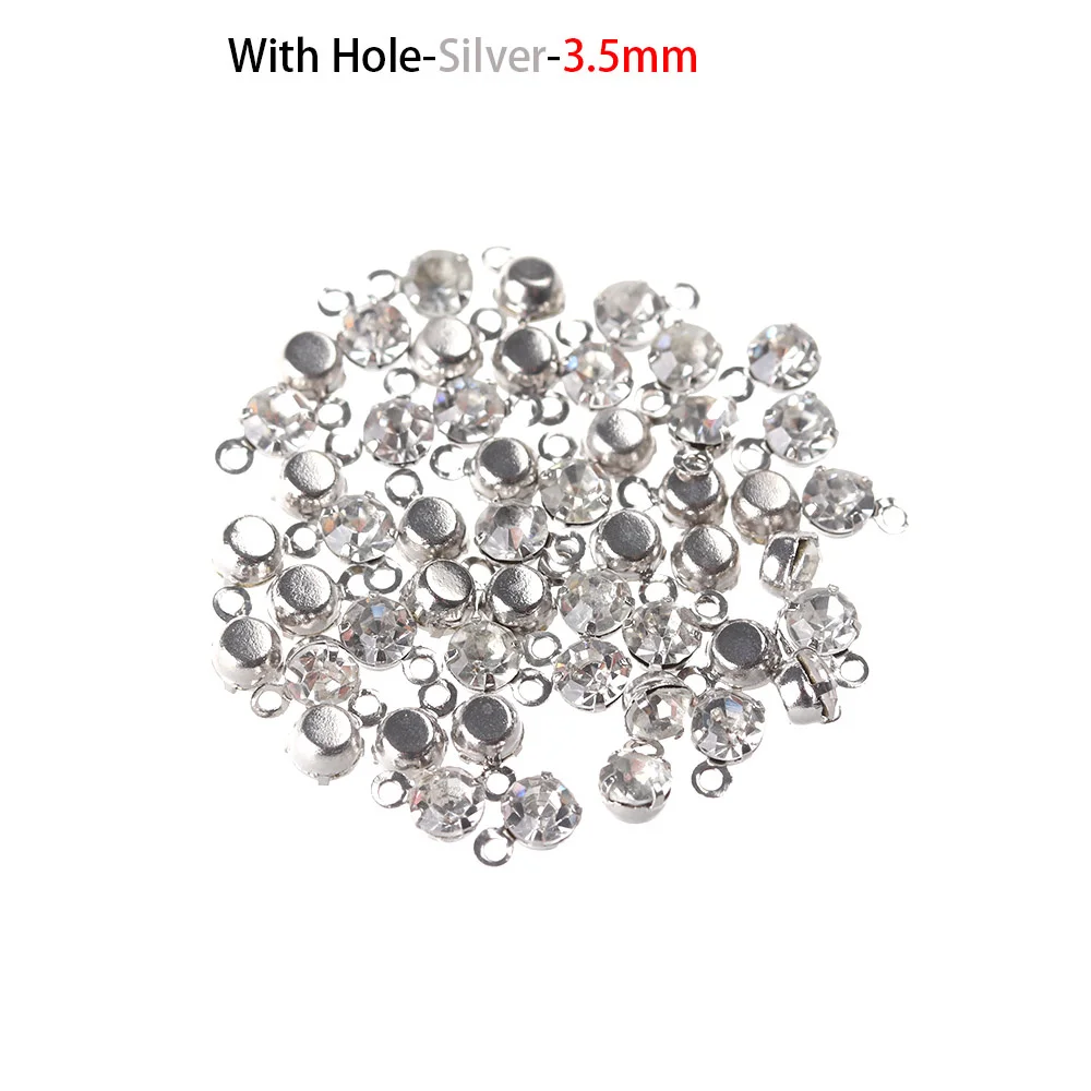 hole-sliver-3.5mm 50 шт., супер мини Стразы, пряжки, сделай сам, Кукольное платье, одежда ручной работы, кукольные сумки, ожерелье с обувью, пуговицы, куклы, аксессуары для шитья - Цвет: hole-sliver-3.5mm