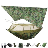 outdoor mosquito net parachute portable camping hammock with rain fly tarpnylon hammocks camping hanging sleeping bed swing