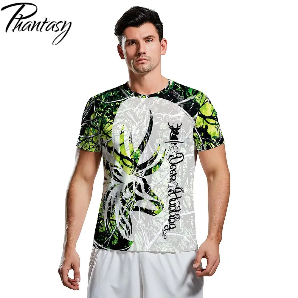 Phantasy Summer Ultra-Thin Quick Dry Men's Outdoor Hunting Elk 3D Printed Camouflage T-Shirt Tee For Male | Мужская одежда