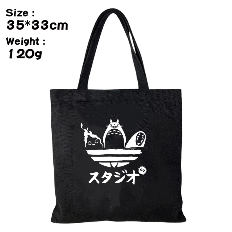 

New Anime Totoro Prints Students Shoulder Storage Bags Shopping Tote Bags for Men and Women Portable Canvas Satchel Handbags