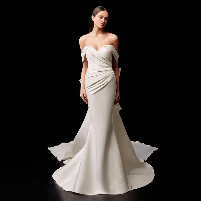 Купи Simple Bride Gown Sleeveless Sweetheart Backless Wedding Dress Mermaid Detachable Train Bridal Dresses Vestito Da Sposa за 5,418 рублей в магазине AliExpress