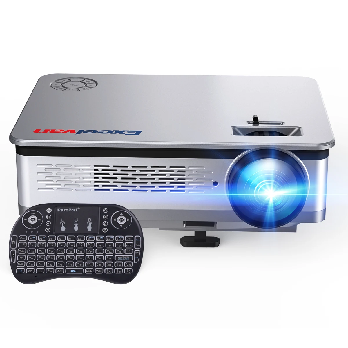 Excelvan 1280*768 1G+ 8G Android 6,0 проектор BT 4,0 AV/VGA/HDMI/USB 3200 люмен 4:3/16:9 домашний кинотеатр светодиодный проектор+ клавиатура