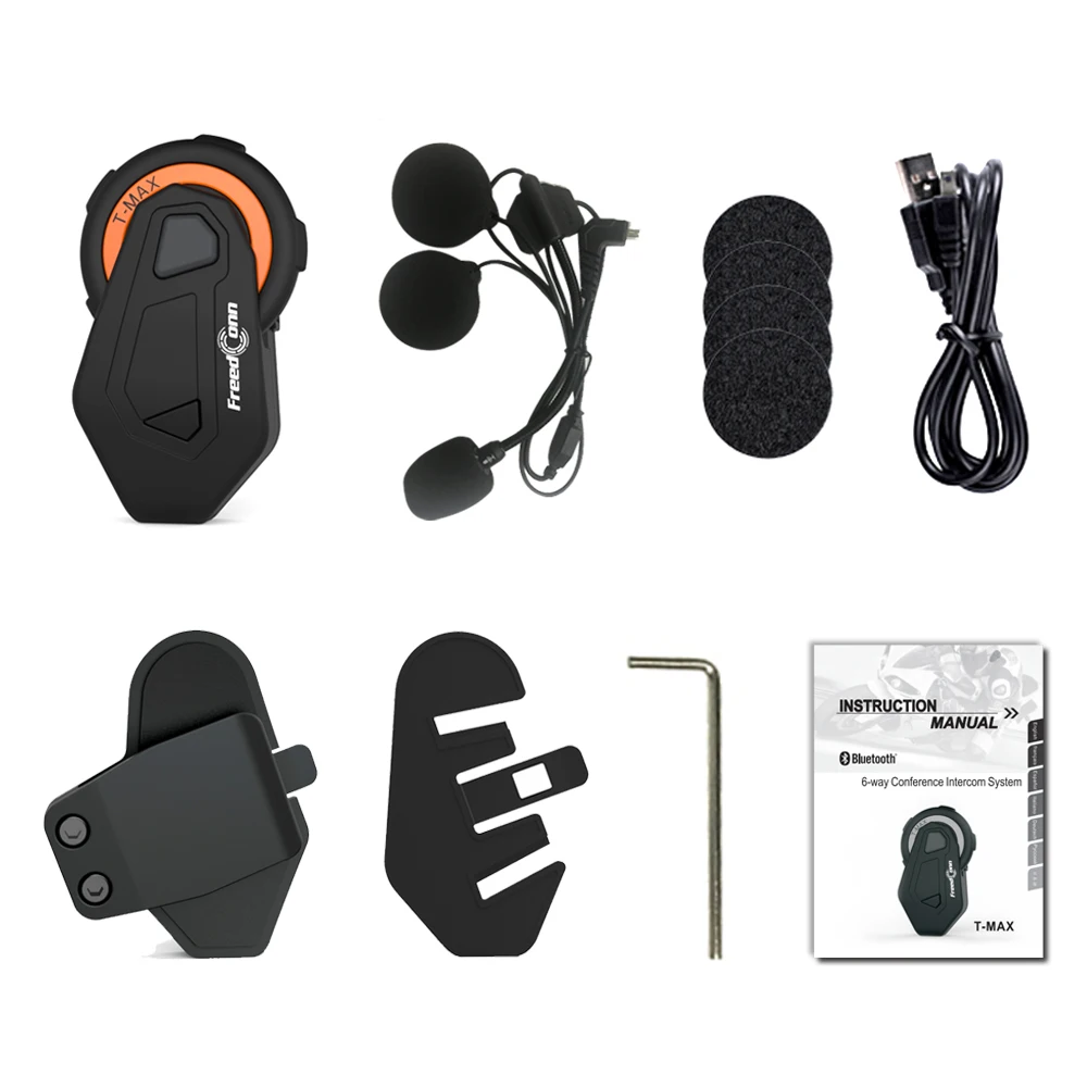 Гарнитура для мотоциклетного шлема Freedconn T max Bluetooth гарнитура связь с 6