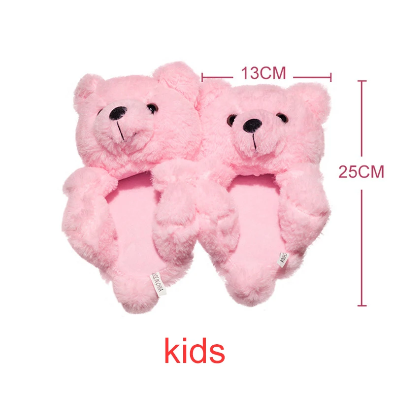 

Winter Warm Teddy Bear Slippers Women Men Cartoon Cute Bear Indoor Soft Anti-slip House Faux Fur Couples Slippers Ppen-toed