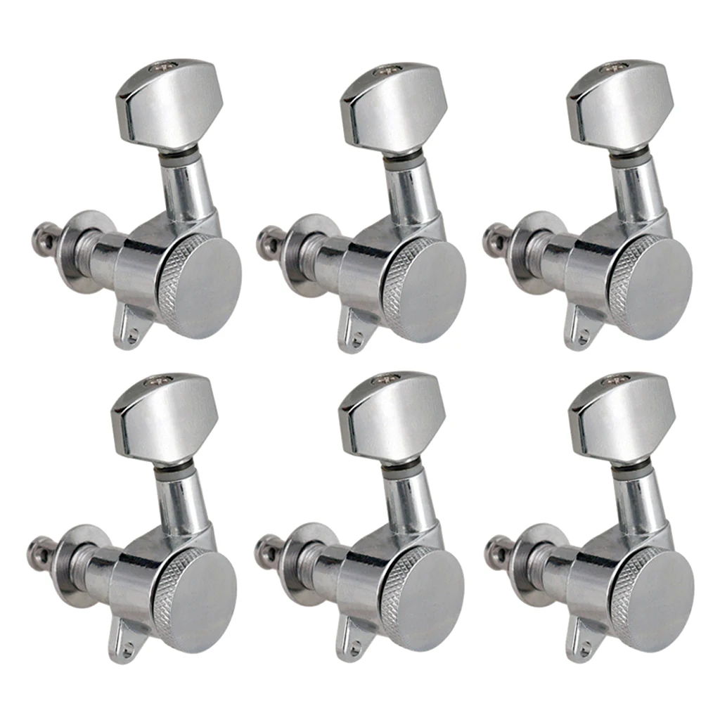 6 Pieces Guitar String Tuning Peg Tuner Machine Heads Knobs - Locking Set for Electric -Silver (6 Left ) | Спорт и развлечения