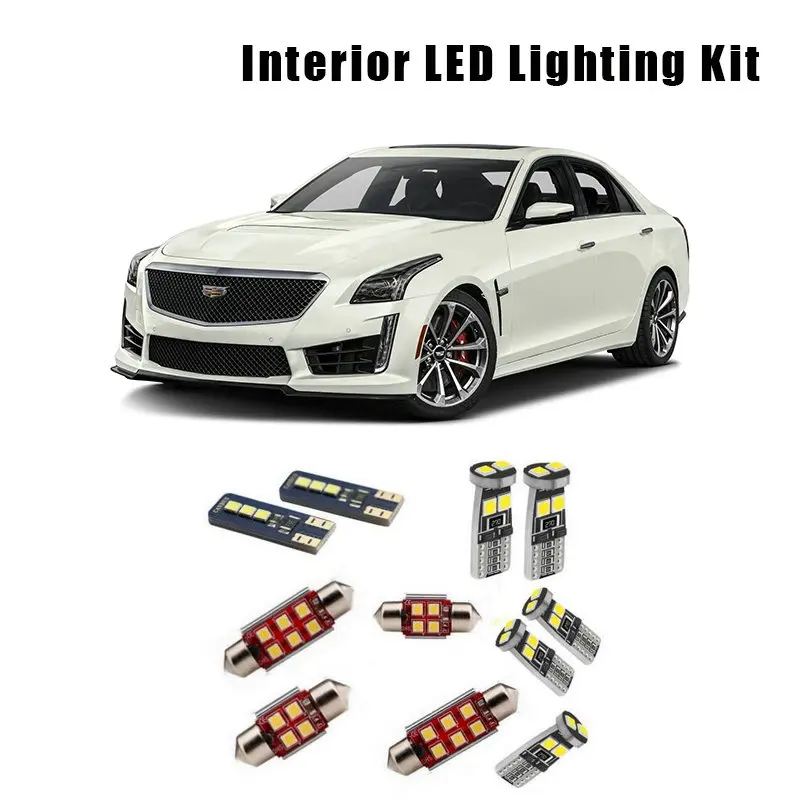 Для Cadillac CTS 2014 2015 2016 2017-2019 15 шт. белый цвет фотошина набор для карты купольная лампа