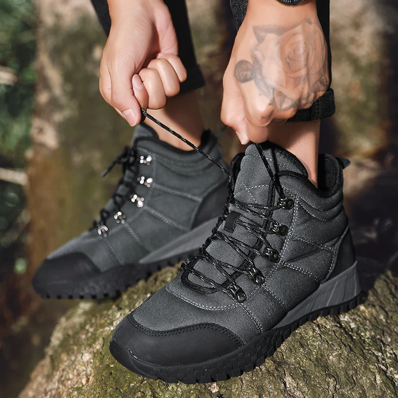 

Winter Hiking Boots Men Winter Snow Boots Waterproof Leather Sneakers Warm Men's Boots Work Shoes Hunting Trekking Shoes for Man
