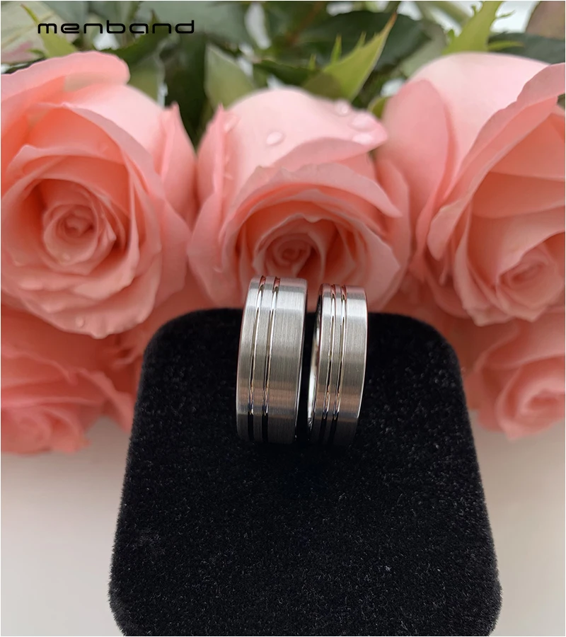 Плоское обручальное кольцо из карбида вольфрама для мужчин и женщин матовая