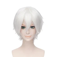 anime gintama gintoki sakata cosplay wigs 35cm13 8inches short white men synthetic hair perucas cosplay wig