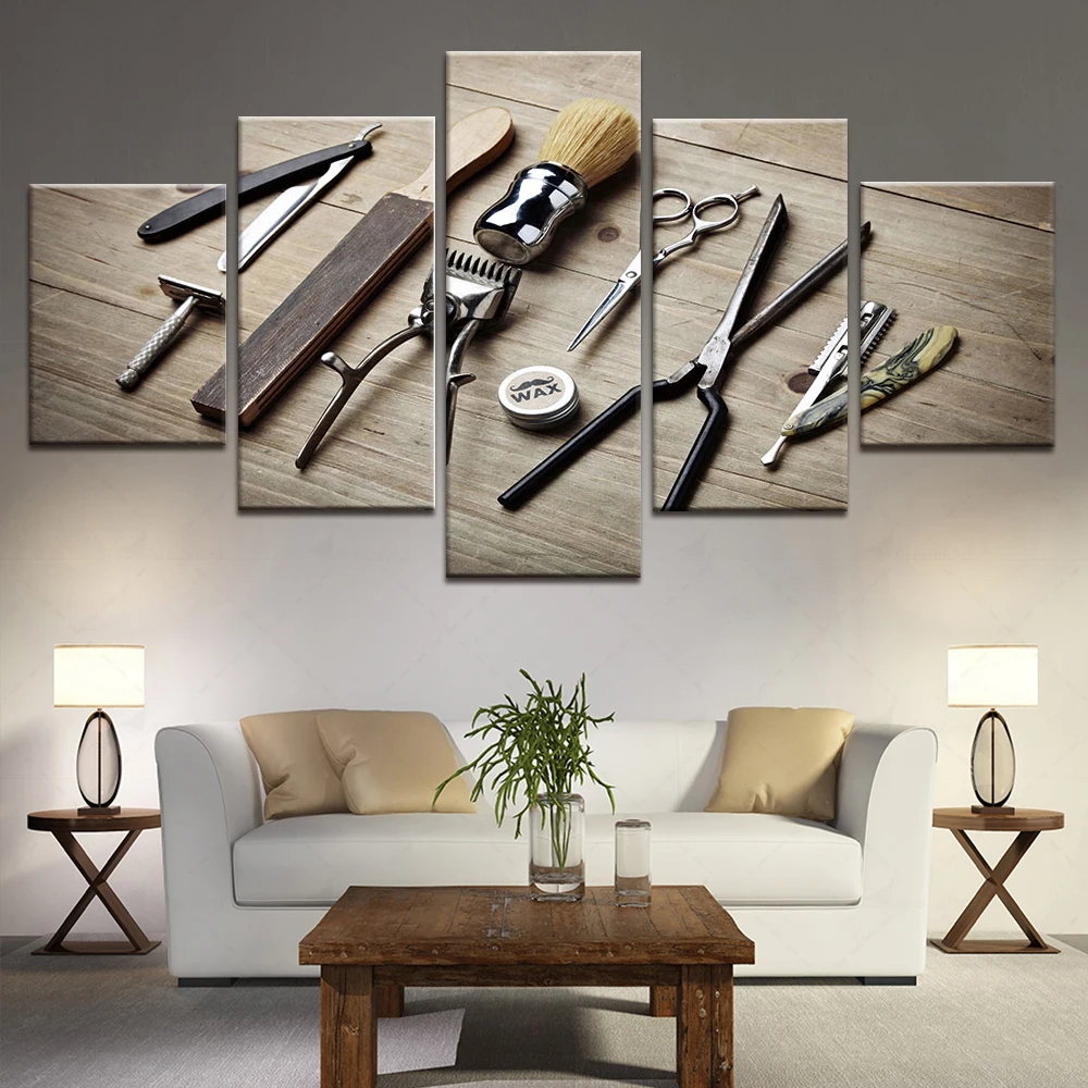 

Home Decoration Hd Prints Painting Hairdressing Tools Pictures Wall Art Modular Canvas Frame Poster Modern Bedside Background