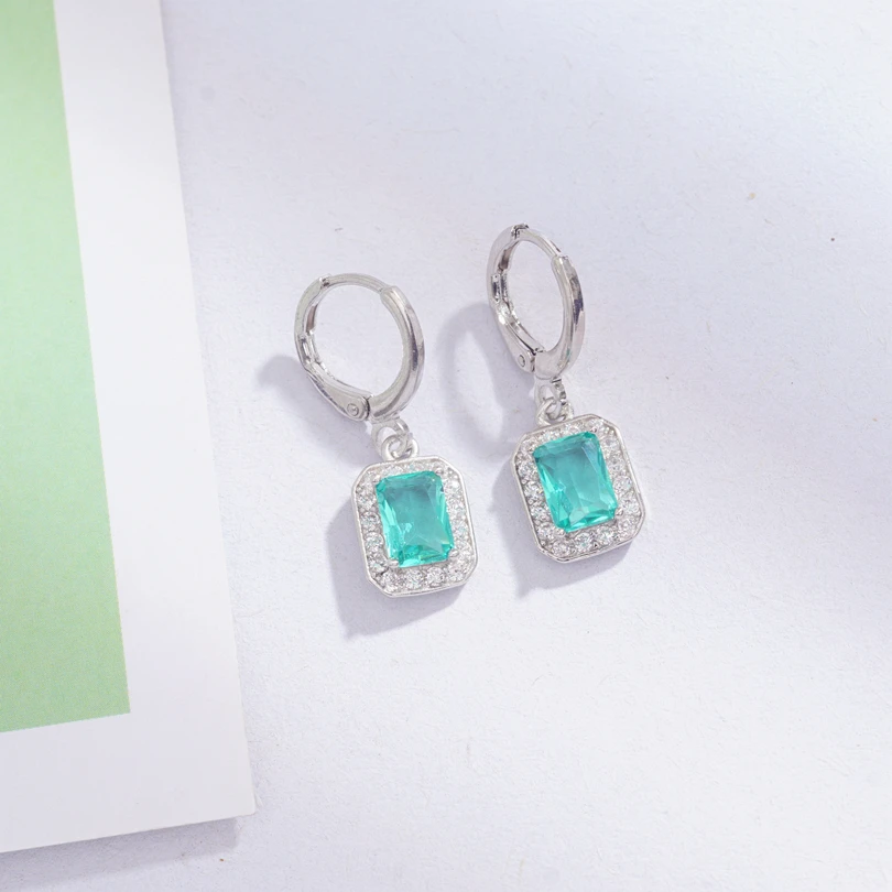 6 цветов милые длинные квадратные маленькие серьги кольца для девочек серебряный