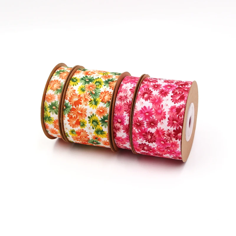 

New! 5m/10m Printed spring flower ribbon DIY decoration accessories For Making Head Jewelry Decorative Gift Box Wrapping