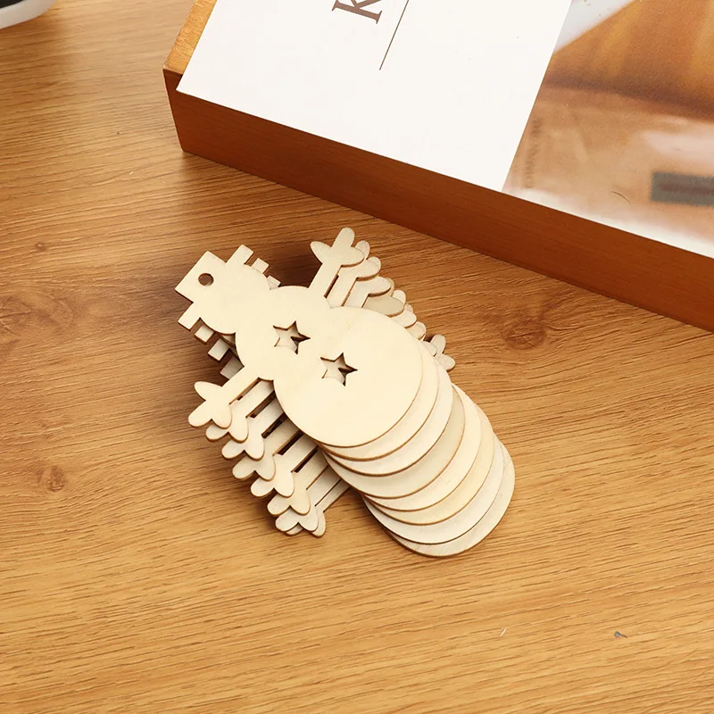 

90 Pieces 9 Style Christmas Wooden Hanging Ornaments Cutouts with Hanging Ropes for Home Decorations, Album Decorations