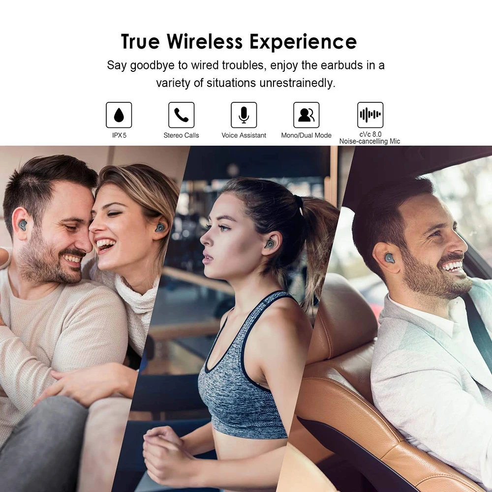 E12 ультра Bluetooth 5,0 наушники простые настоящие беспроводные стерео наушники HIFI Звук вкладыши Поддержка Aptx AAC SBC с зарядным устройством