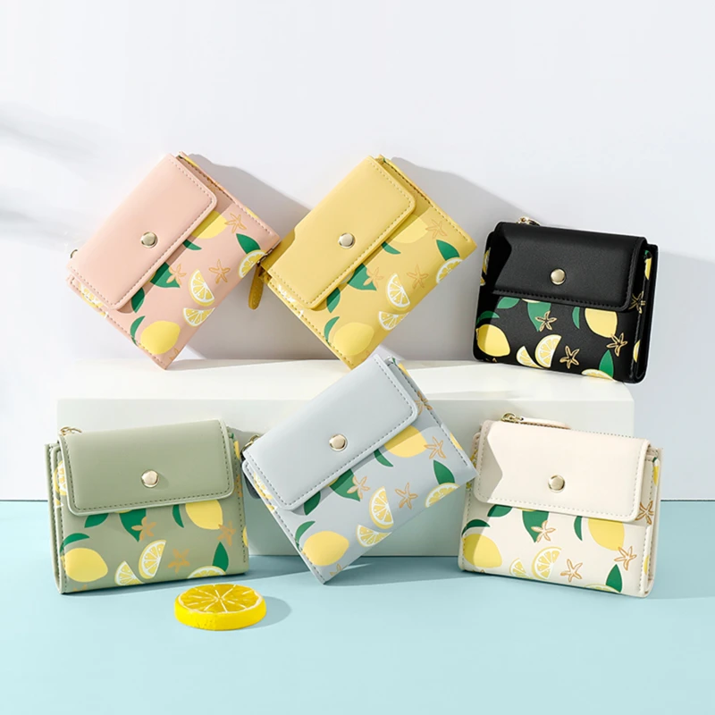 

Кошелек с держателем для карт, женские кошельки из искусственной кожи с фруктовым узором, женские кошельки на молнии с кармашком для монет, ...
