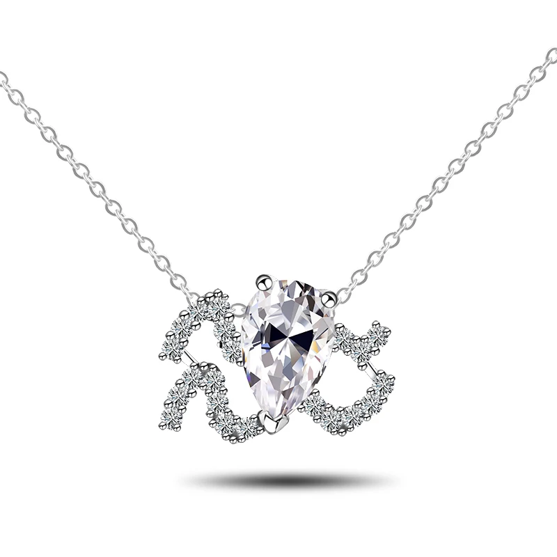

12 Zodiac Series Aquarius Moissanite Pendant S925 Necklace