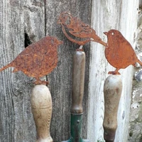 rusty metal bird garden silhouette fence decoration sparrow bird outdoor garden decoration decorative statue garden