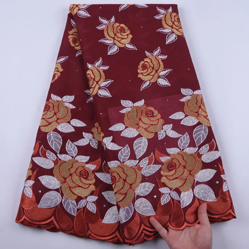 Африканская мягкая хлопковая кружевная ткань с вышивкой нигерийская