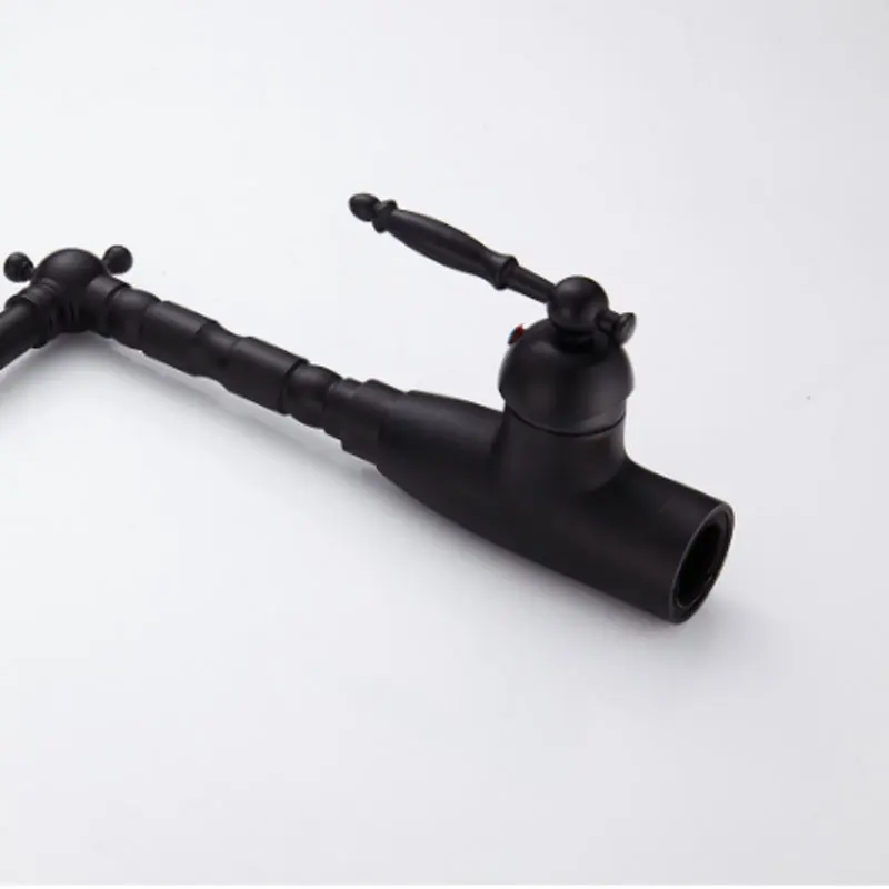 Черный медный кран для горячей и холодной воды бассейна с черным лицом ванная